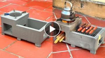Build A 2 In 1 Outdoor Wood Stove From Foam Barrels And Cement