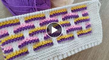 Kalan İplerle Kolay İki Şiş Örgü Modeli ✔️ four colors knitting crochet sweater yelek ...