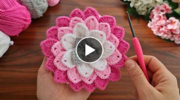 3D⚡????????Wow Amazing???????????? Very easy crochet rose flower making for beginners??????????...
