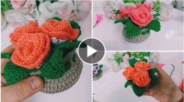 Wonderful ! CROCHET FLOWER POT // ????☕????????????Crochet Basket Coasters #crochet