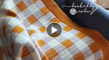 Crochet a Gingham Blanket ANY Size with ANY Yarn! 