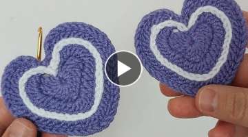 Easy Crochet Hearts //Crochet heart keychain making❤