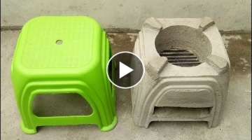 Creative Firewood Stove from Plastic Chair | How to cast stove from plastic chair | concrete stov...