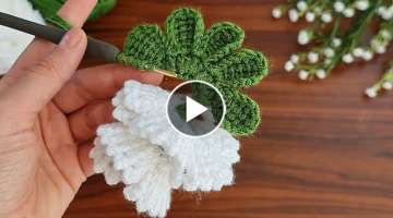 3D????????Wow Amazing????????Crochet tea rose with leaves Crochet flowers Knitting How to crochet...