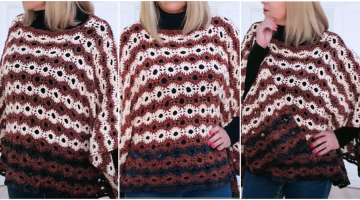 Dare to knit this beautiful warm crochet poncho!