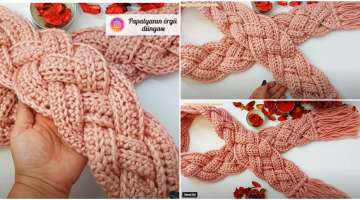 Eye-catching Crochet Rope Pattern Scarf and Scarf Making