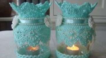 Crochet Candle Holder Tutorial ???? Crochet Candle Holder Jar Lid ✨ Crochet Portavelas