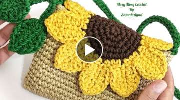 كروشيه شنطة دوار الشمس للمبتدئين crochet bag sun flower/Bolsa de ganc...