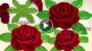 Para tu Casa Bonita Cuadro de Hojas con Rosas Gigantes Modelo Nuevo Super Bonito Crochet