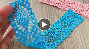 WONDERFUL LEAF PATTERNED Crochet Cover Edge and Sub Lace Pattern Tutorial