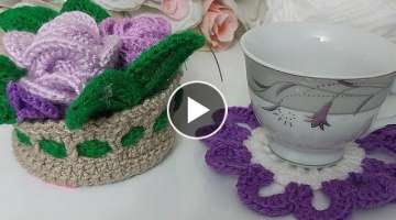 How To Crochet Flower //Crochet flower pot