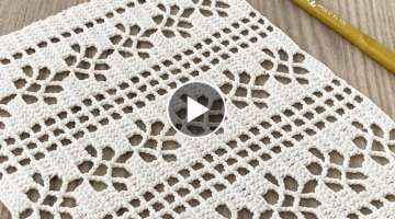 THE MOST and VERY EASY Crochet Shawl, Scarf, Blouse, Runner, Curtain Pattern Tutorial