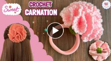 Really EASY ???? Crochet Carnation Hair Tie/ Crochet Carnation Flower