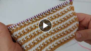 Wonderful! ????Tunisian crochet technique consisting of two colors for beginners????❤????