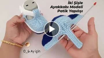İki Şişle Ayakkabı Modeli Bebek Patiği Yapılışı~Easy Knitting Baby Booties Slippers Tuto...