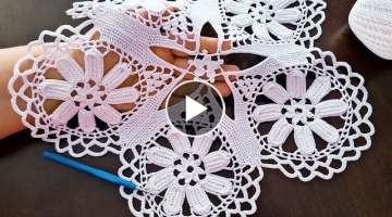 Tutorial Crochet Tablecloth With Crochet Motif ???? New Crochet Design 2024, Circle Tablecloth