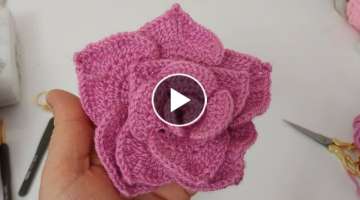 Very Easy Crocheted Rose Model / Super Crochet Flower ♥️