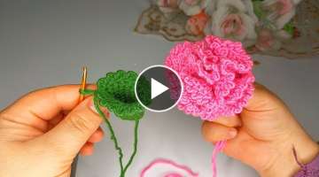 Crochet Knitted Carnation???? Flower Making ✅ Knitted Keychain