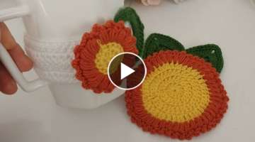 ????☕Crochet Sunflower Bloom Coaster