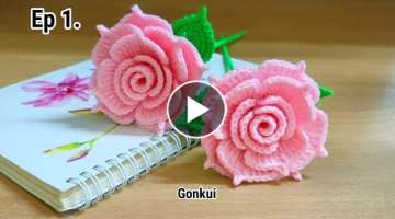 Ep1. Petals ???? Easy Crochet Rose Pink Tutorial | Crochet Flower Bouquet #crochetflower