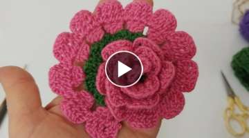 Very beautiful 3D rose flower crochet for beginners ???? rose flower