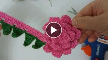 Very easy crocheted rose model //Super crochet flower preparation
