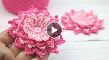  Crochet 3D Flower Tutorial