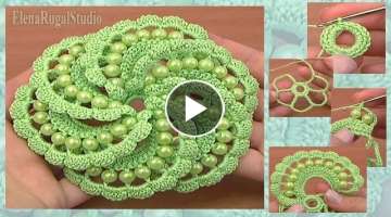 Crochet Spiral Flower With Beads