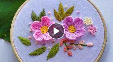 Cute Flowers Hand Embroidery | Easy Way to Embroider for Beginner | French Knot | Popcorn Lazy Da...