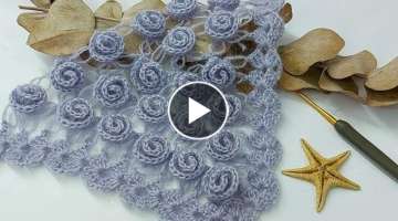 tomurcuk gül üçgen şal modeli yapılışı knit shawl | papatyanın örgü dünyası
