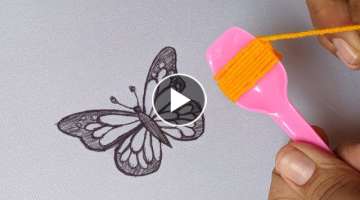 Amazing & Very Easy Hand Embroidery: Butterfly???? design trick | Hand Embroidery:Butterfly desig...