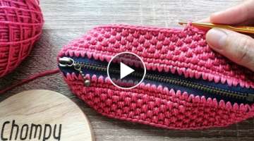 D.I.Y. Tutorial - How to Crochet Purse Bag With Zipper - Step by Step