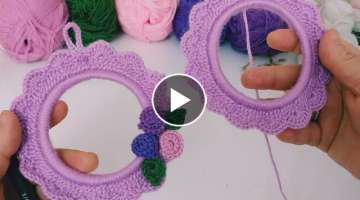 Easy-to-make crochet frame from cardboard cups It was very nice,