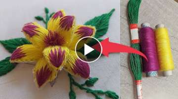 Most Gorgeous???????????? flower design with sewing thread|latest hand embroidery design