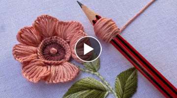Super gorgeous embroidery flower design| hand embroidery tutorial|embroidery flower design|kadhai