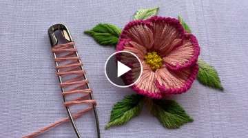 Beautiful flower design using safety pin ???? |latest hand embroidery design
