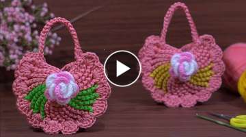 Easy????crochet for beginners #mini bag #örgü mini çanta# woollen craft #tunusişi #knitting #...