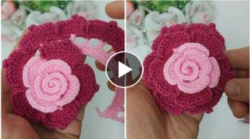 3d????Crochet Flower???????????? Very easy crochet rose flower for beginners