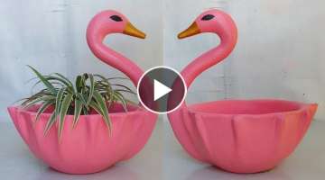 Make The Unique Swan/Duck Shaped Pot for Home Decorations // Cement craft ideas