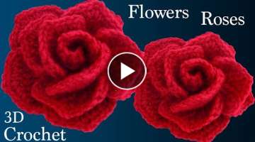 Como hacer rosas rojas muy fácil con una tira a crochet para San Valentín tejido tallermanualpe...
