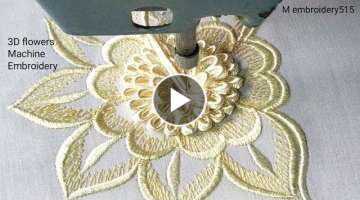 3D Flowers Embroidery Design Borderline sleeves Machine Embroidery Blouse | industrial machine