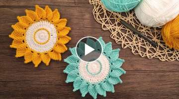 ???? New Flower Crochet Coaster (Coaster Crochet for Beginners) | Yeni Çiçek Tığ Altlığı