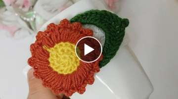 Crochet Sunflower Mug Cozy / Easy TUTORİAL #crochet #crochetlove #crochettutorial