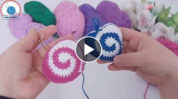 Seamless Spiral Crochet Heart / Crochet Spiral keychain