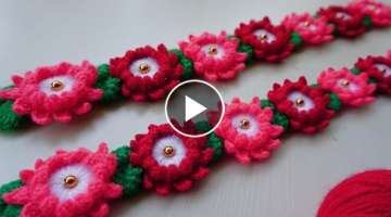 Lotus flower toran #Crochet Side Toran #Easy woolen toran patti #Toran design