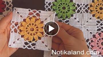 How to Crochet for Beginners Crochet Flower Square Motif Step by step