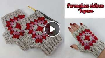 tığ işi motifli parmaksız eldiven yapımı #crochet yeni örgü modelleri /english portuguese...