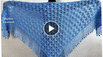 شال كروشيه مثلث غرزة مجسمة/crochet shawl