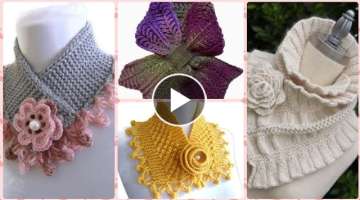 Beautiful and stylish collar scarf knitting designs collection for girls | knitting collar patter...