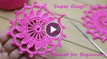 VERY SIMPLE flower motif crochet MK Beautiful Flower Crochet Tutorial for beginners